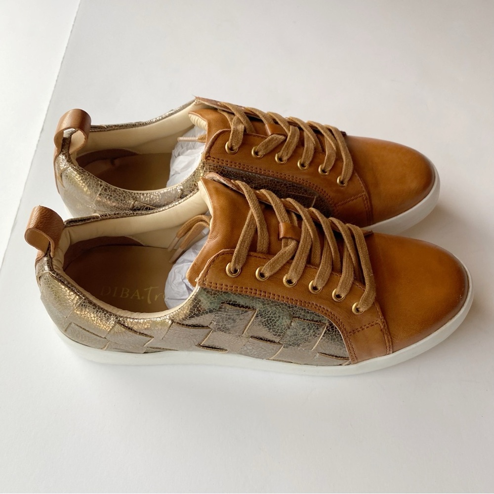 DIBA TRUE Yuli Ana Leather Casual Sneaker Size 10 Womens Luggage / Pewter Color - Picture 8 of 14